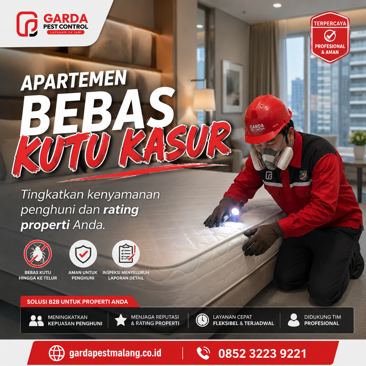 Jasa Pembasmi Kutu Kasur untuk Hotel dan Kost Malang dari Garda Pest Control